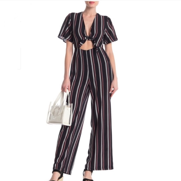 Ina Pants - INA🛍 Black Striped Jumpsuit, Size:M